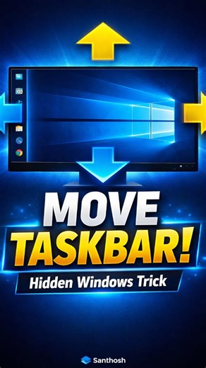 IT_support_tips on Instagram: "Move your Windows taskbar anywhere on the screen! 😎 Left side? Top side? Right side? Yes, it’s possible! 🔥 Watch till the end and try it now 💻 Follow for more hidden Windows tricks 🚀 #shortsfeed #shortsvideo #shorts #tamil #technology"