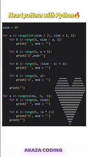 Heart pattern using python code #shorts #coding #codingshorts #python #programming #yt #fyp
