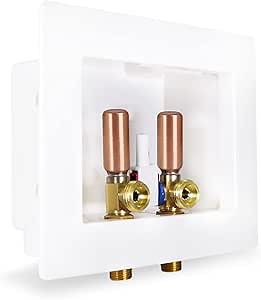 Highcraft Washing Machine Outlet Box with Brass Water Hammer Arrestor, 1/2" Sweat/MIP Connection Laundry Washer Valve Box with Dual Drain