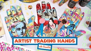 Create mixed media hand-shaped Artist Trading Cards (ATCs) and join Mark Montano's worldwide swap! Visit Mark's blog for swap rules: decoart.to/swaprules | DecoArt