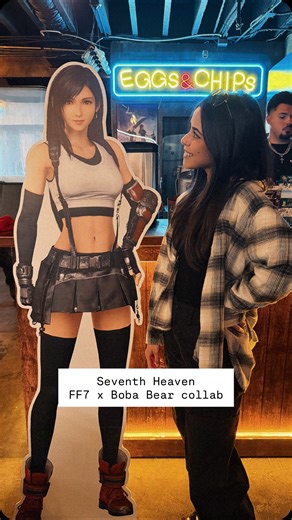 lunity on Instagram: "I went to Seventh Heaven from Final Fantasy VII! Thanks again to @squareenix & @bobabearusa for the invitation 🥰 they mentioned there’s more activities they plan on adding like darts, a jukebox & more! 👀 #finalfantasy #ff7r #nintendoswitch2 #finalfantasy7 #bobabear"