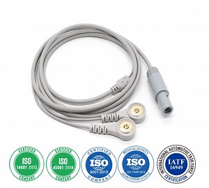 [Hot Item] Lemo Plug to 4.0mm Gold-Plate Electrode Female Snap with 2 Lead Wire Medical Cable Assembly