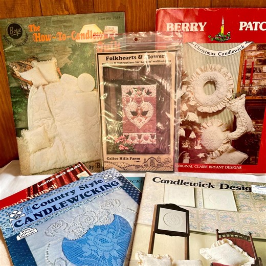 Vintage Candlewicking Pattern Booklet Bundle - Set of 6 - 1980s Embroidery & Quilt Designs - Colonial Knot - Etsy