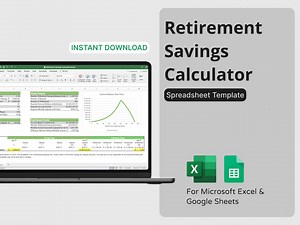 Retirement Calculator for Microsoft Excel & Google Sheets (green) - Financial Planner/compound Interest Calculator - Etsy