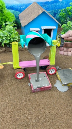 😱 Amazing Mini Tractor Making Cement Pillar | DIY Real Working Construction Machine 🚜 #shorts