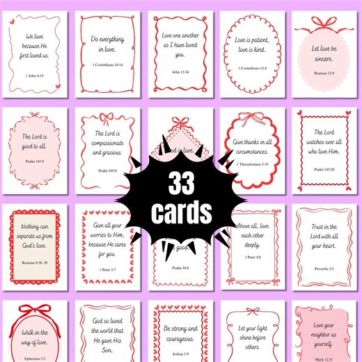 Christian Valentine Love Scripture Cards | Kids' Printable Bible Verse Cards | God's Love Lunch Notes - Etsy