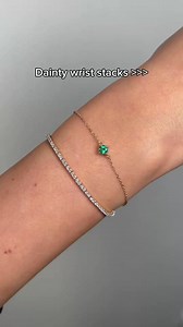 Introducing the ultimate dainty wrist stack inspo 😍 This dainty emerald bracelet and lab grown diamond tennis bracelet combo is one we are going to style on repeat! #labgrowndiamond #tennisbracelet #emeraldjewellery #wriststack | Shiels Jewellers