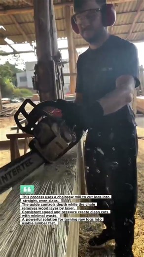 Turning Logs Into Perfect Slabs With a Chainsaw Mill #woodworking #chainsaw #shorts