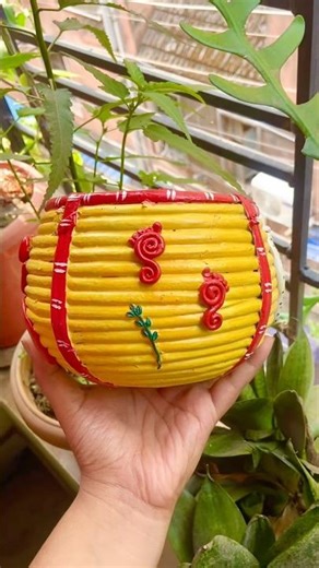 || বড় কুনকের উপর clay দিয়ে কাজ || লক্ষীর পুরা || #claywork #laxmipuja #maalaxmi #kunke #diy