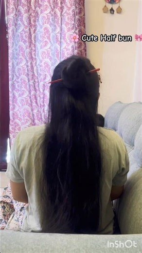 How to tie a half high bun🎀hairstyle #bun #hairaccessories #hairstyle