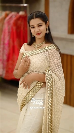 Maharani Wedding Collections Thodupuzha | Trending fancy white saree at an affordable price for brides-to-be 🤍 Soft net fabric with heavy work, highlighted by a four-side detailed... | Instagram