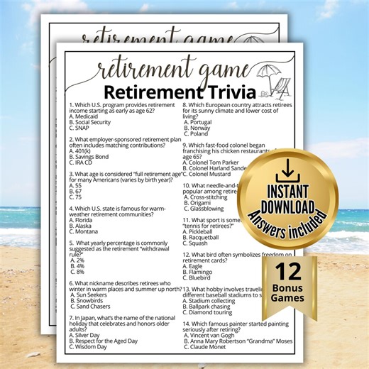 Retirement Trivia Game, Retirement Party Celebration, Fun Co-worker Send off Office Party Activity. Retirement Games Quiz for Retirees - Etsy