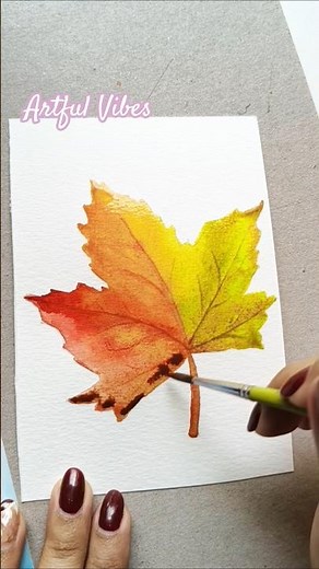 How to paint a Maple leaf using Watercolor | Easy Autumn leaf painting #watercolorforbeginners #art