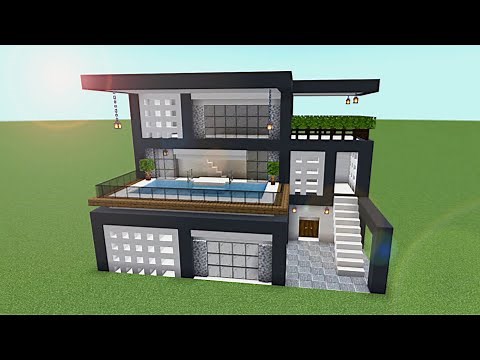 【マイクラ建築】プール付きの豪邸、モダン建築-Minecraft build-