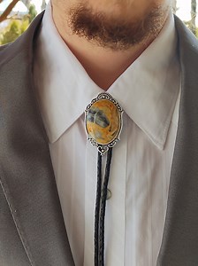 Agate Bolo Tie -custom Bolo Ties - Wedding Bolo Tie - Crazy Lace Agate Stone Bolo Tie - Silver, Copper or Gold With Leather or Vegan Cord - Etsy
