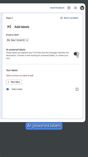 Use AI-powered labels in Google Workspace Studio