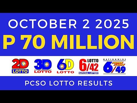 Lotto Result Today 9pm PCSO October 2 2025