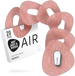Not Just A Patch Air (20 Pack) - CGM Dexcom G6 Adhesive Patches with Hole -Thin, Strong and Light, 14 Day Adhesion, Durable Dexcom Patches G6 Sensor Protectors in Brown