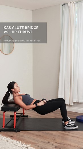 Have you ever wondered if there was a difference between glute bridges and hip thrusts? They’re both great additions to your glute day! Coach Eunice is here to give you the scoop. Kas Glute Bridge Shorter range of motion – halfway up, halfway down. Good for lighter weight Great for burnout Hip Thrust Full range of movement – focused on powerful explosion up. Good for heavier weight Great for heavy-hitter exercise Featured Products: SF-BH6996 Power Zone Strength Flat Bench, NO. 021-10-PAIR Neopre