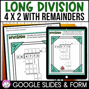 4 Digit by 2 Digit Long Division with Remainders Google Slides and Google Form