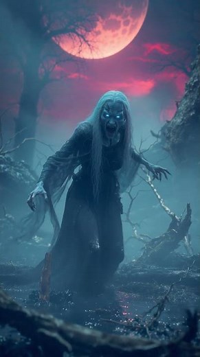 Night Banshee Awakens in the Blood Moon Mist #fantasy #horror #dark #shorts #banshee