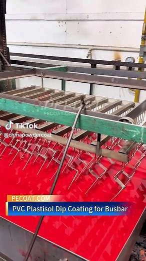 Supplying PVC Plastisol Dip Coating Liquid and equipment for Copper Busbar #pvccoatingbusbar #pvcplastisolbusbar #plastisoldipcoating PVC plastisol dip coating serves as a high-performance protective solution tailored for copper busbars, combining excellent adhesion, electrical insulation, and corrosion resistance to enhance the durability and safety of power distribution systems. The coating process involves preheating copper busbar substrates to a specific temperature, then immersing them into