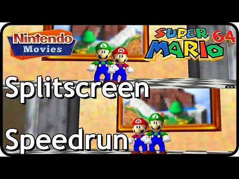 Super Mario 64 Splitscreen - 15 Star Speedrun (2 Players)
