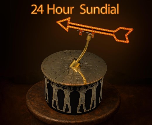 A 24 Hour Sundial That Follows the Sun’s Exact Path Across the Sky Using Two Stepper Motors