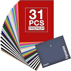 HTV Heat Transfer Vinyl Bundle - HTV Vinyl 31 Pack (12" x 10") 23 Assorted Colors, PU Iron on Vinyl for Cricut & Silhouette Cameo