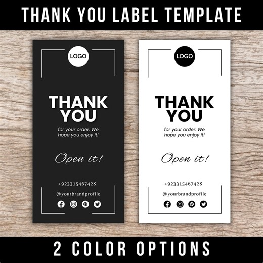 Editable Thank You Label Template, Minimalist Box Parcel Seal Sticker, DIY Business Packaging, Canva - Etsy