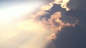 sun rays emerging clouds ,Timelapse