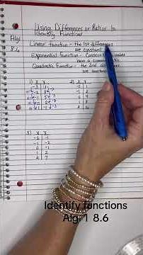 Alg 1. 8.6 Identify functions #linear #exponential #quadratic