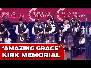 BAGPIPERS perform “AMAZING GRACE” at CHARLIE KIRK MEMORIAL to pay tribute