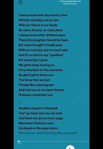I’ll Always Remember You - Hannah Montana Thanks for all the support and i only started this morning #fyp #spotify #spedup #speedupsounds #cpacut
