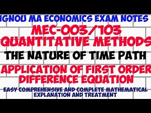 Nature Of Time Path By Jitendra Kumar Economics , First Order Difference Equation..