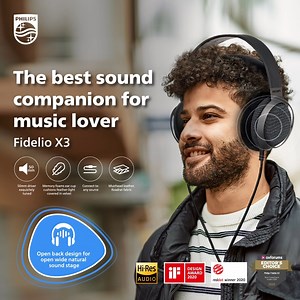 59K views · 12 reactions | Exquisite high-resolution audio for your listening pleasure. Designed for the audiophile, the award-winning Philips Fidelio X3 wired over-ear open-back headphones is feather-light comfort with pristine tuning. This Hi-Res Audio headphones let you feel the full impact of every note, Philips Fidelio X3 is possibly the best sound companion for music lovers. #PhilipsSound #Fidelio #X3 | Philips TV | Facebook
