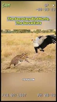 The Secretary Bird hunts, the serval eats. #shorts #wildlife #animals