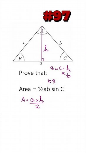 #97 | GCSE Maths Exam Question | Prove Triangle Area Formula (Sine Rule Area)