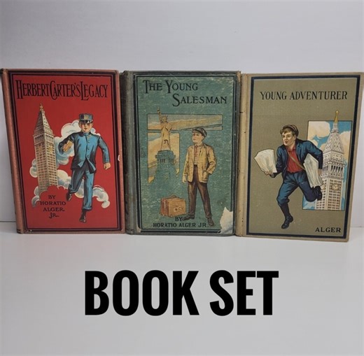Horatio Alger Jr. Book Set, Antique Books, Vintage Kids Books, Herbert Carter's Legacy, the Young Salesman, Young Adventurer, Old Books - Etsy UK
