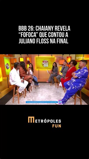 O elenco do BBB 26 voltou a se encontrar nesta quarta-feira (22/4), e uma cena que viralizou na final do reality ganhou explicação. Em conversa com Gil do Vigor e Ceci Ribeiro, Chaiany Andrade contou qual foi a “fofoca” que sussurrou para Juliano Floss durante o programa ao vivo. O momento, exibido na noite de terça-feira (21/4), deixou o público intrigado e gerou várias teorias nas redes sociais sobre o que teria sido dito ao terceiro colocado. Sem mistério, Chaiany esclareceu que o assunto era