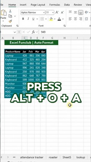 Excel Table Auto Format Shortcut #exceltips #exceltricks #explore