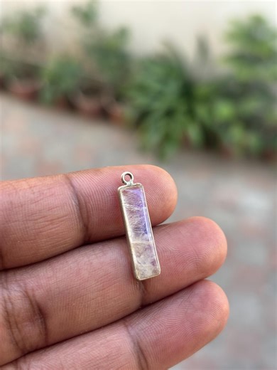 Minimalist Moonstone Pendant | 925 Sterling Silver Bar Necklace - Etsy