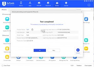 Check our new tool on Version 2.50: Accessories Detection! If you can't see this reminder, please reboot 3uTools and try again! | 3uTools