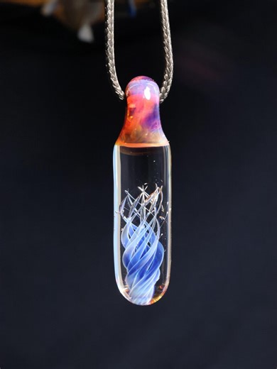 Bubble-trap Ice Vortex Pendant Handmade From Borosilicate Glass. Comes With Necklace and Box. - Etsy