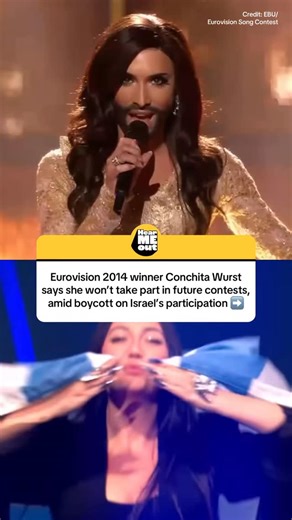Hear Me Out on Instagram: "Austria’s 2014 Eurovision winner Conchita Wurst, also known as Tom Neuwirth, has announced she is stepping away from Eurovision to focus on new projects. While the singer has not said her decision is linked to Israel’s participation, her announcement comes amid mounting tension around Eurovision 2026, which will be held in her home country of Austria, as Iceland, Spain, Slovenia, the Netherlands and Ireland are boycotting the contest over Israel’s inclusion. #eurovisio