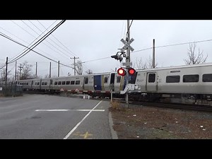 LIRR M9 Passenger Train to Penn Station - New South Rd Railroad Crossing, Hicksville NY