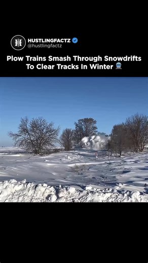 Hustlingfactz™ on Instagram: "When snow tries to bury a railway, these trains don’t stop — they attack. 🚂 Winter plow trains look like locomotives crossed with weapons. Some ram into drifts with sharpened steel wedges, using sheer momentum to slice and hurl snow off the tracks. Others spin rotary blades the size of car hoods, chewing through powder like buzzsaws and launching it in roaring arcs. Each pass is a fight: metal versus mountain, speed versus resistance. Snow fractures, buckles, and f