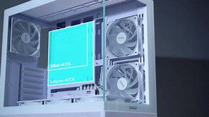 SAMA V40 Black ATX Mid Tower PC Case, 6 Pre-Installed 120mm ARGB PWM Fans, Dual Tempered Glass Panels, Vertical Airflow Design, USB Type-C Port, Gaming Computer Case for ATX/Micro-ATX/ITX Motherboard