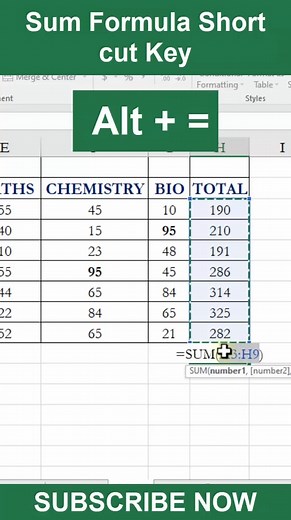 Sum Formula Shortcut key | Excel shorcut keys | Excel shortcuts | #excel #msexcel #exceltips #exceltipsandtricks #shorts #reels | Total Formula shortcut key in ms excel | | Deepak Yadav Sir