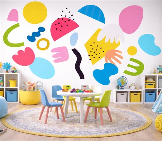 Colorful Dot Decal • Large Colorful Modern Eclectic Shapes Wall Decals • 50  Color Options • Multiple Quantities